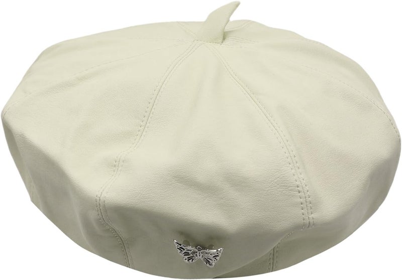 MINGSEECESS Women PU Leather French Black Beret Hat Causal Beanie Hat - Image 4